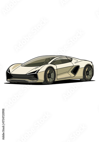 Futuristic Luxury Sports Car Flat Vector Illustration