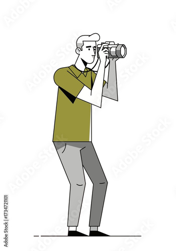 Minimalist Flat Vector Illustration of a Photographer