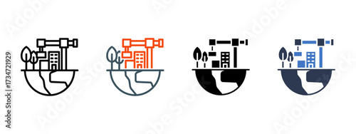 Land Development multiple icon style vector illustration