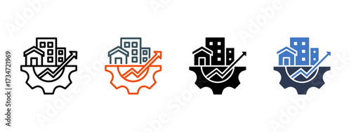 Infrastructure Growth multiple icon style vector illustration