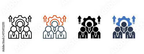 Development Team multiple icon style vector illustration