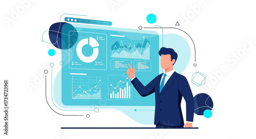 Business intelligence and data visualization using modern analytics platform illustration