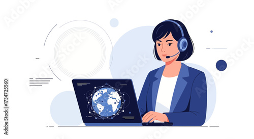 Customer service representative assisting global clients with computer technology