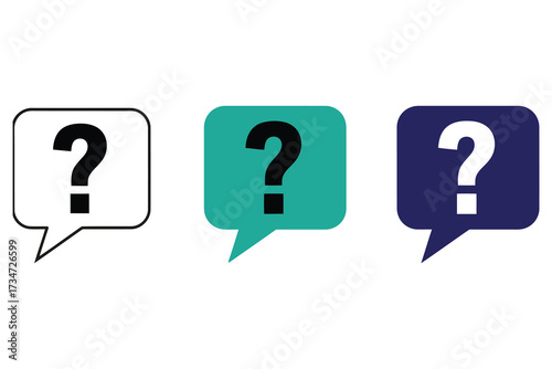 Vector art of question mark in speech bubble symbol of doubt, uncertainty, and inquiry faq, help, support, problem, solution, and information concept