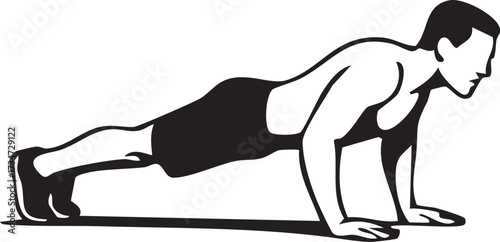 Push-up Pose Silhouette Vectors