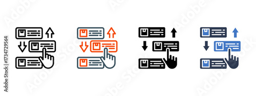 Feature Prioritization multiple icon style vector illustration