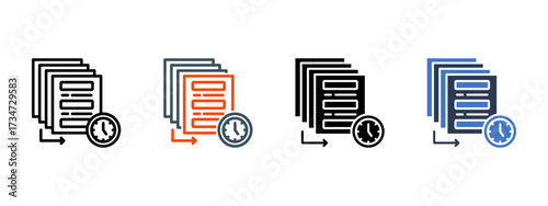 Backlog multiple icon style vector illustration