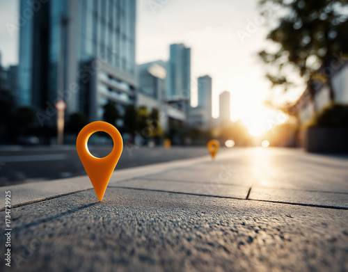 a map with a pin on a city street
