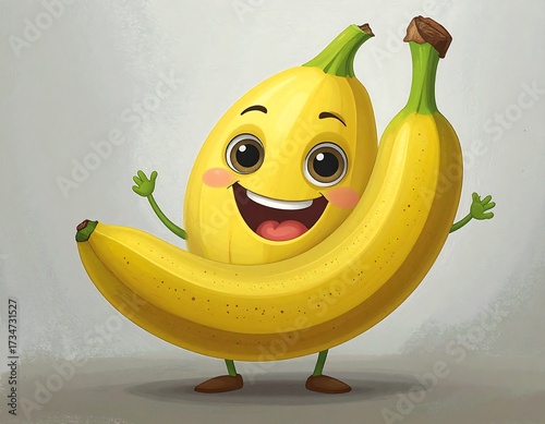 Cartoon banana with happy expression