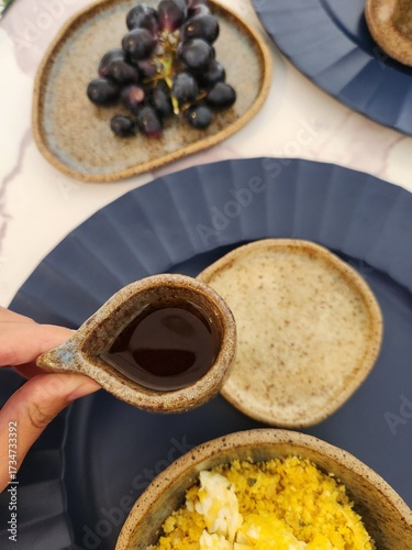 Minimalist organic ceramic tableware for the kitchen