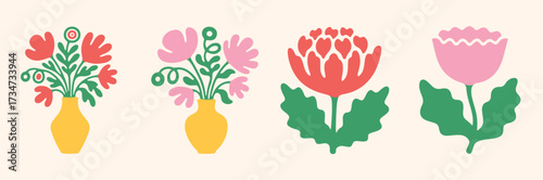 Abstract Matisse-style art featuring organic shapes with vibrant colors, perfect for design uses