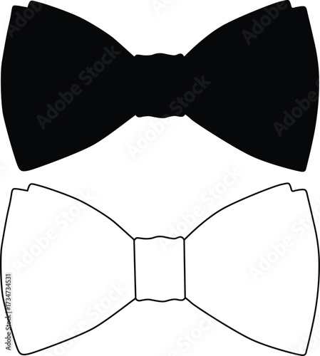 Two bow tie styles one black silhouette one outline silhouette