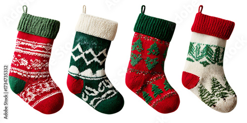 Valokuva Christmas stockings with holiday patterns