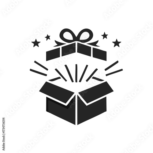 Surprise Gift Box Opening with Stars and Rays