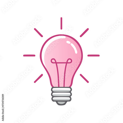 Pink Lightbulb Idea Inspiration Creativity Innovation Cartoon Vector Icon