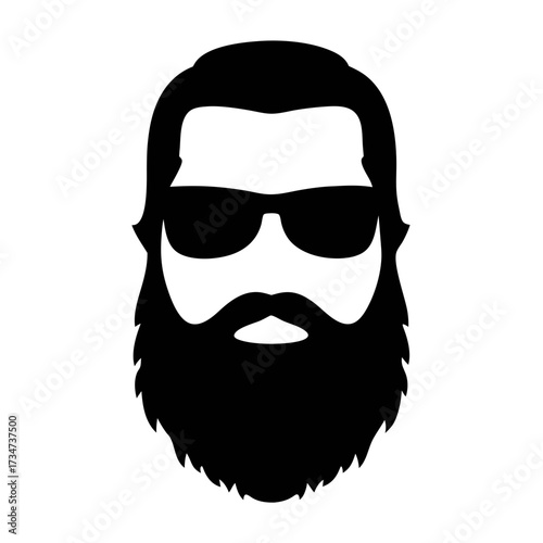 Vector art of a bearded man with sunglasses, showcasing a modern and stylish look with a touch of mystery and coolness
