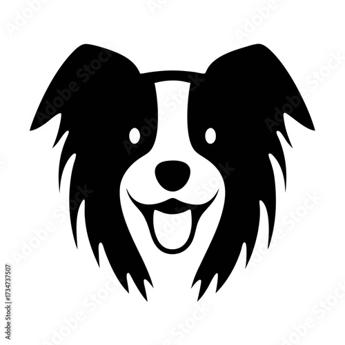 Vector art of border collie head, a charming and intelligent breed known for its herding skills and playful nature, vector illustration