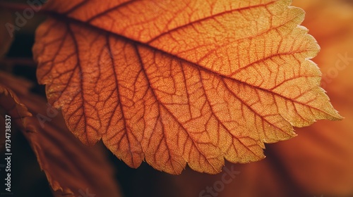  Close-up of a large leaf with a blurry backdrop of light