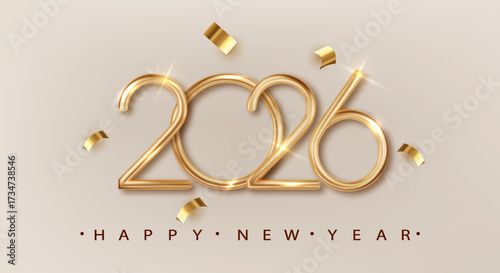 2026 Happy New Year celebration. Greeting background template