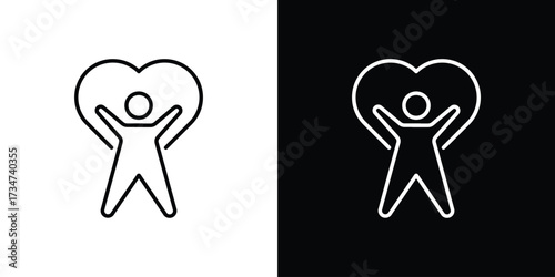 Wellness icon in black and white linear versions