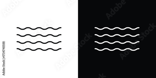 Wave icon in black and white linear versions