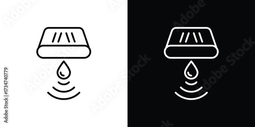 Water sensor icon in black and white linear versions