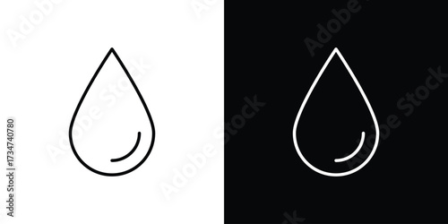 Water drop icon in black and white linear versions