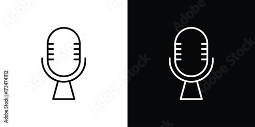 Voice recognition icon in black and white linear versions