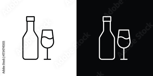 Vodka icon in black and white linear versions