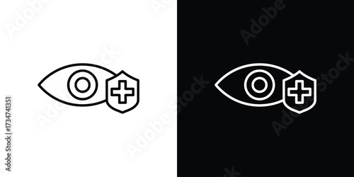Vision insurance icon in black and white linear versions