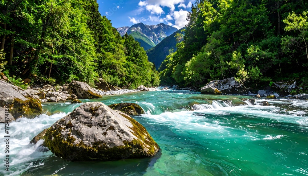 Obraz premium Stunning Emerald River Gorge Landscape.