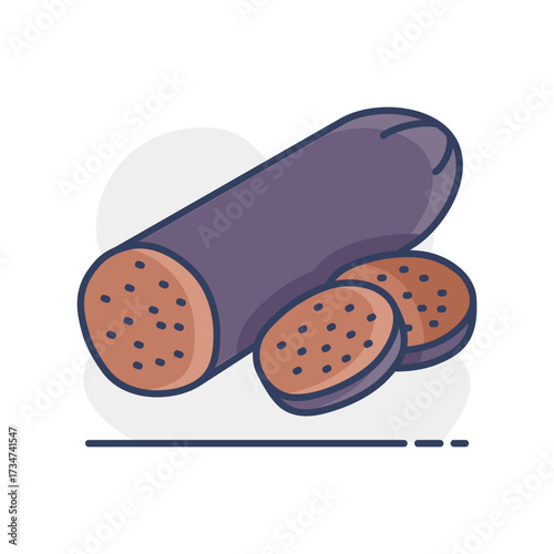 Sliced Pepperoni Sausage Minimalistic Flat Icon
