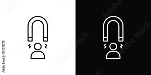 User engagement icon in black and white linear versions