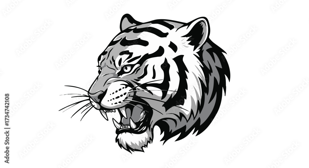 Fototapeta premium Fierce Tiger Head Vector Illustration