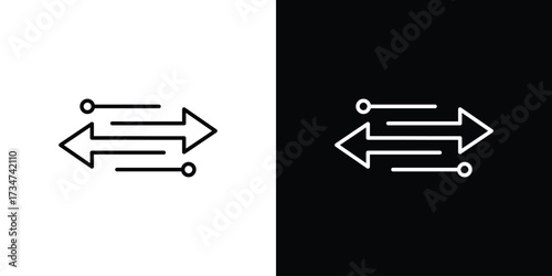 Transfer icon in black and white linear versions