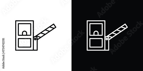 Toll road icon in black and white linear versions