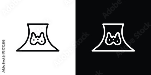 Thyroid icon in black and white linear versions