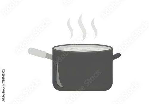 Minimal icon of a boiling pot with steam — no background, no shadow PNG