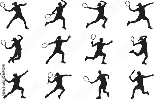 Tennis backhand silhouette vector on white background