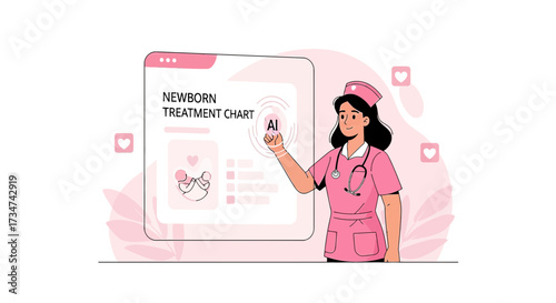 AI-Powered Healthcare: Nurse Utilizing Artificial Intelligence for Newborn Treatment Chart Analysis