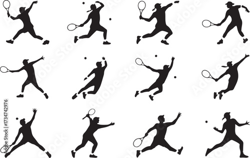 Tennis backhand silhouette vector on white background