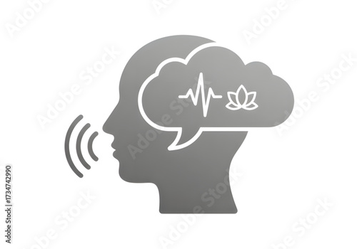  Minimal icon of a guided meditation voice — no background, no shadow PNG