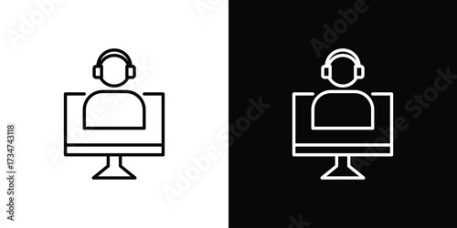 Tech support icon in black and white linear versions