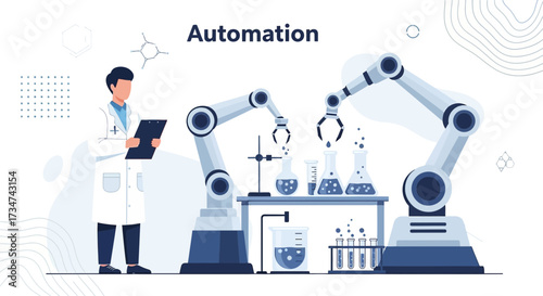 Automation in the laboratory with robotic arms and scientist for efficiency and innovation