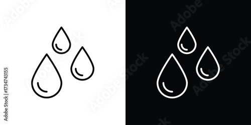Tear drop icon in black and white linear versions