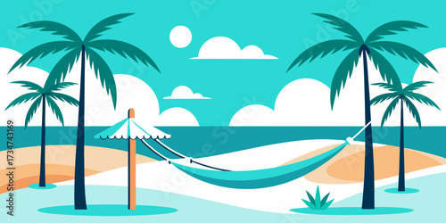 tropical beach with palm trees
