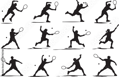 Tennis backhand silhouette vector on white background