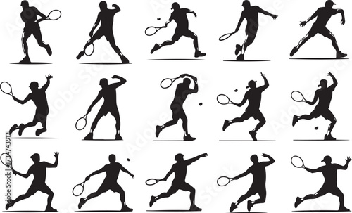 Tennis backhand silhouette vector on white background