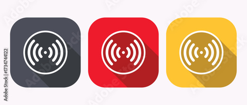 Wireless connection icon set colorful design for website and application interface with long shadows
