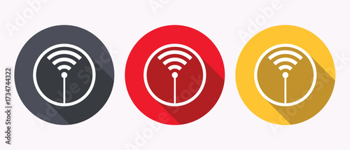 WiFi signal strength vector icons for wireless internet connectivity and technology solutions